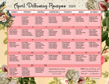 April 2024 Essential Oils Diffusing Calendar