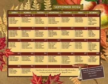 September 2024 Essential Oils Diffusing Calendar